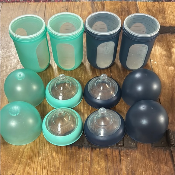 BOON 8oz Silicone Baby Bottle Set - Aqua and Dark Blue - Picture 1 of 1